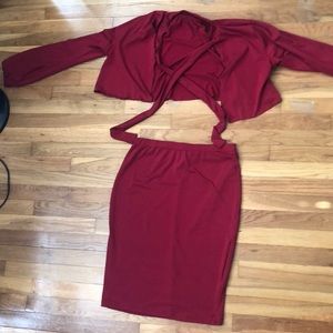 Red skirt set